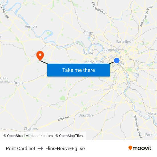 Pont Cardinet to Flins-Neuve-Eglise map
