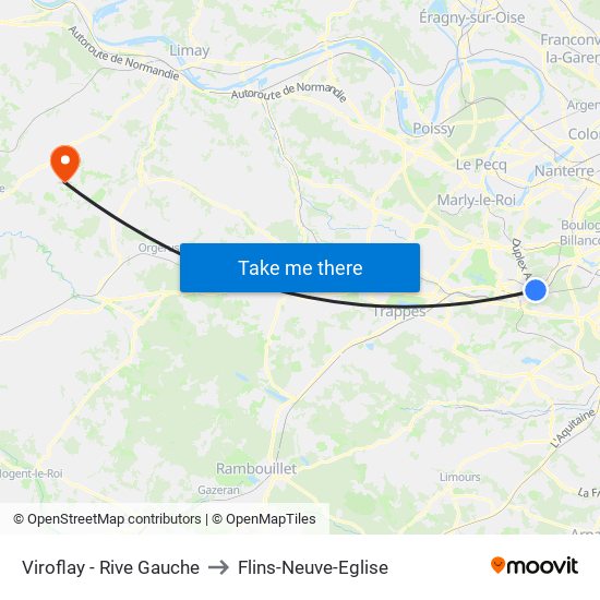 Viroflay - Rive Gauche to Flins-Neuve-Eglise map