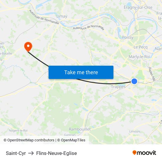 Saint-Cyr to Flins-Neuve-Eglise map