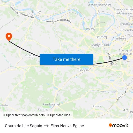 Cours de L'Ile Seguin to Flins-Neuve-Eglise map