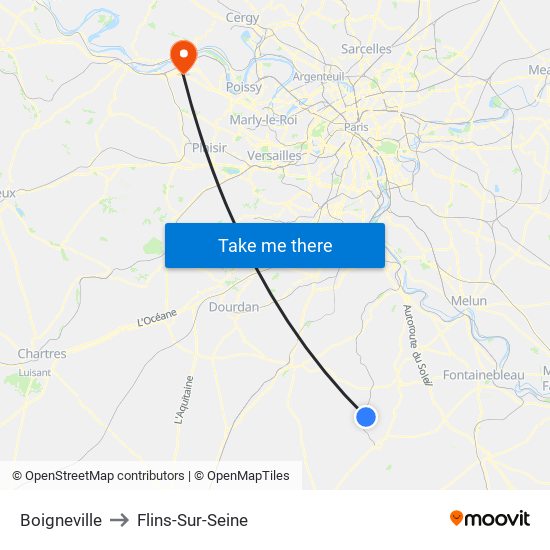 Boigneville to Flins-Sur-Seine map
