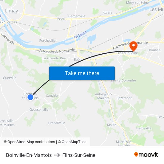 Boinville-En-Mantois to Flins-Sur-Seine map