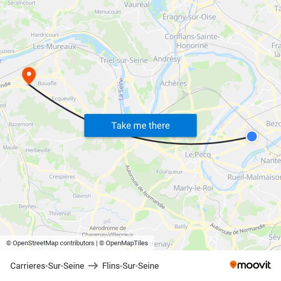 Carrieres-Sur-Seine to Flins-Sur-Seine map