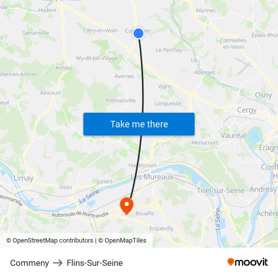 Commeny to Flins-Sur-Seine map