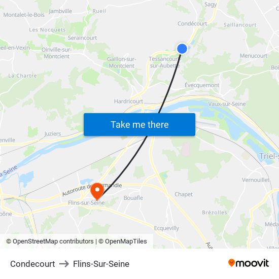 Condecourt to Flins-Sur-Seine map