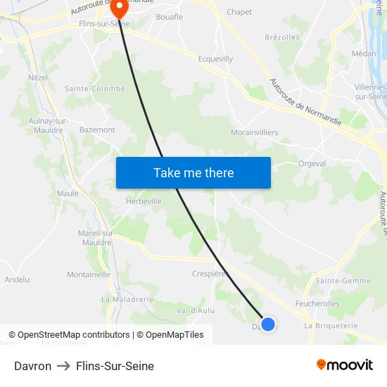 Davron to Flins-Sur-Seine map