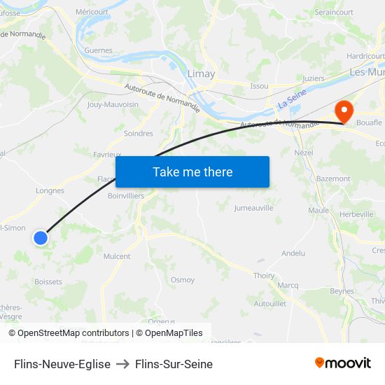 Flins-Neuve-Eglise to Flins-Sur-Seine map