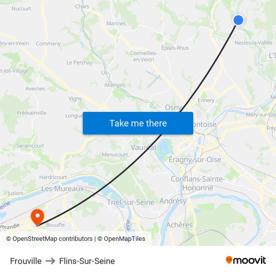 Frouville to Flins-Sur-Seine map