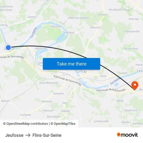 Jeufosse to Flins-Sur-Seine map