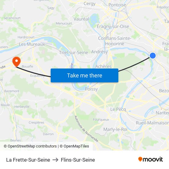 La Frette-Sur-Seine to Flins-Sur-Seine map