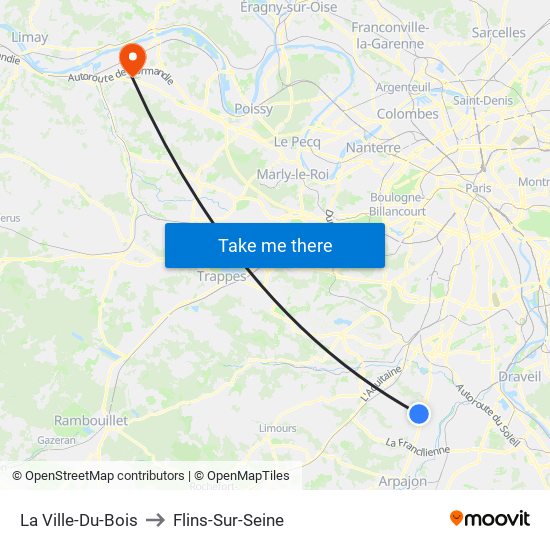 La Ville-Du-Bois to Flins-Sur-Seine map
