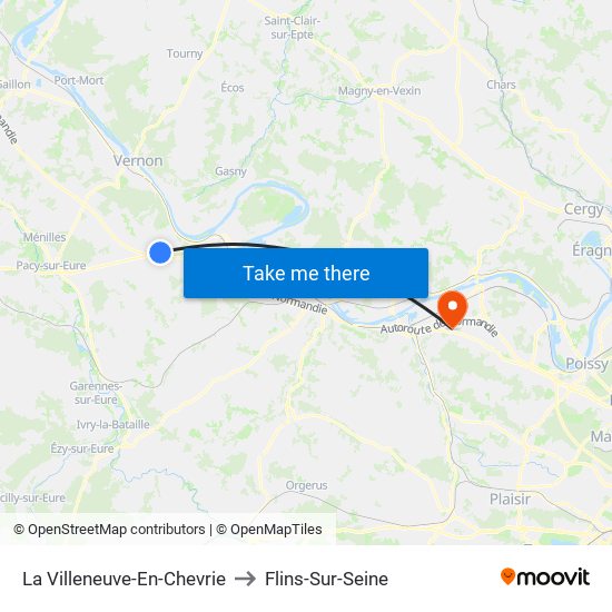 La Villeneuve-En-Chevrie to Flins-Sur-Seine map