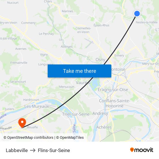 Labbeville to Flins-Sur-Seine map