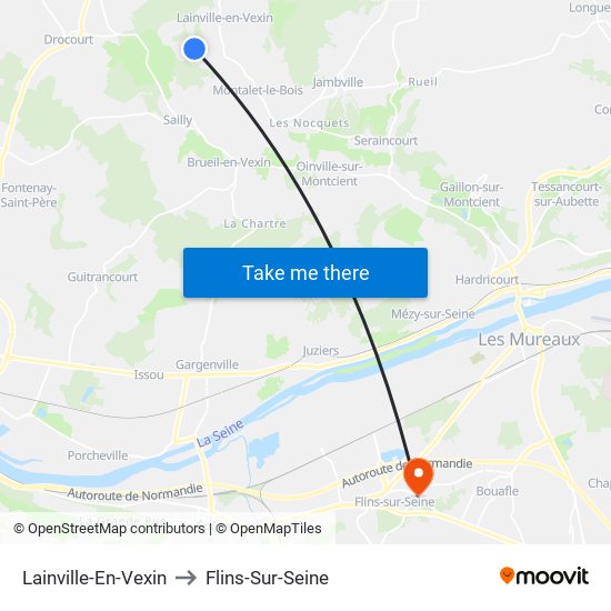 Lainville-En-Vexin to Flins-Sur-Seine map