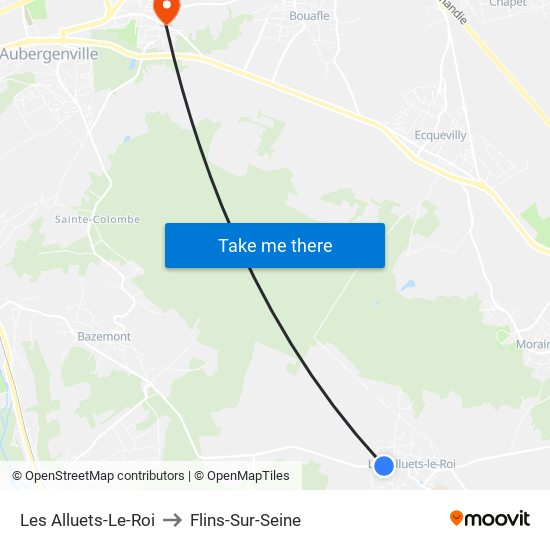 Les Alluets-Le-Roi to Flins-Sur-Seine map