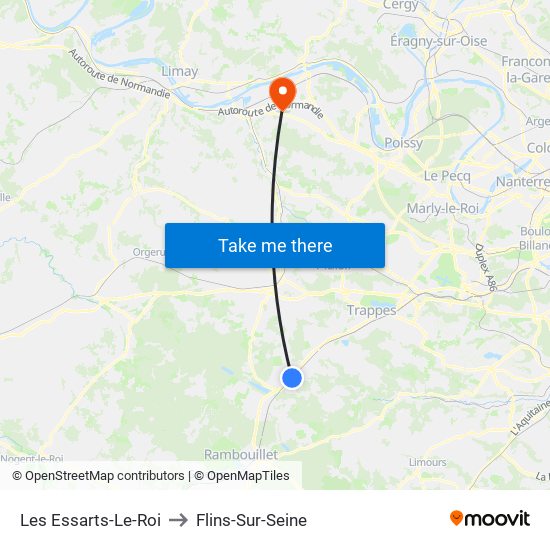 Les Essarts-Le-Roi to Flins-Sur-Seine map