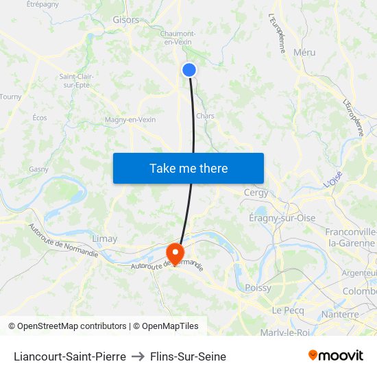 Liancourt-Saint-Pierre to Flins-Sur-Seine map