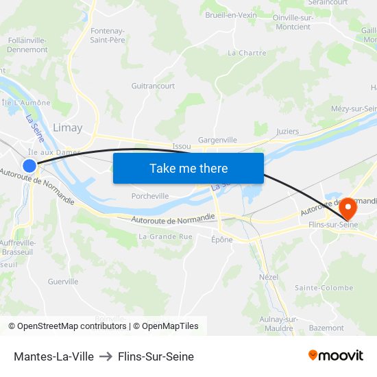 Mantes-La-Ville to Flins-Sur-Seine map