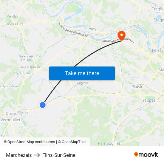 Marchezais to Flins-Sur-Seine map