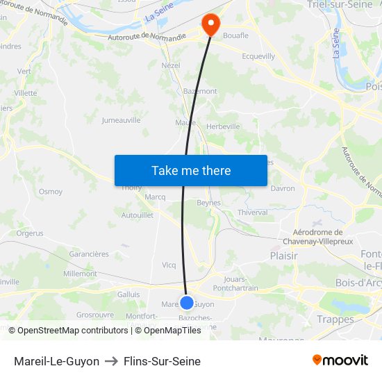 Mareil-Le-Guyon to Flins-Sur-Seine map