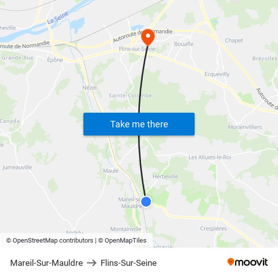 Mareil-Sur-Mauldre to Flins-Sur-Seine map