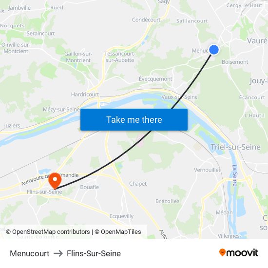 Menucourt to Flins-Sur-Seine map