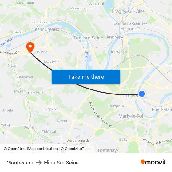 Montesson to Flins-Sur-Seine map