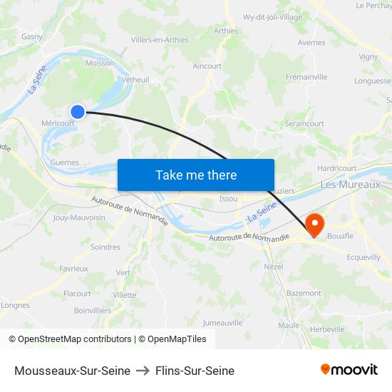 Mousseaux-Sur-Seine to Flins-Sur-Seine map