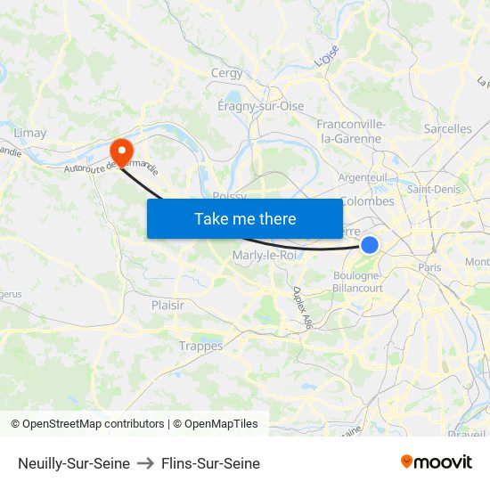 Neuilly-Sur-Seine to Flins-Sur-Seine map