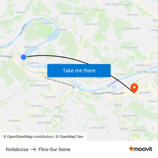 Rolleboise to Flins-Sur-Seine map
