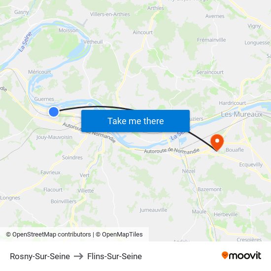 Rosny-Sur-Seine to Flins-Sur-Seine map
