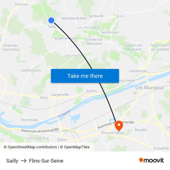 Sailly to Flins-Sur-Seine map