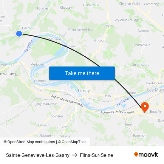 Sainte-Genevieve-Les-Gasny to Flins-Sur-Seine map