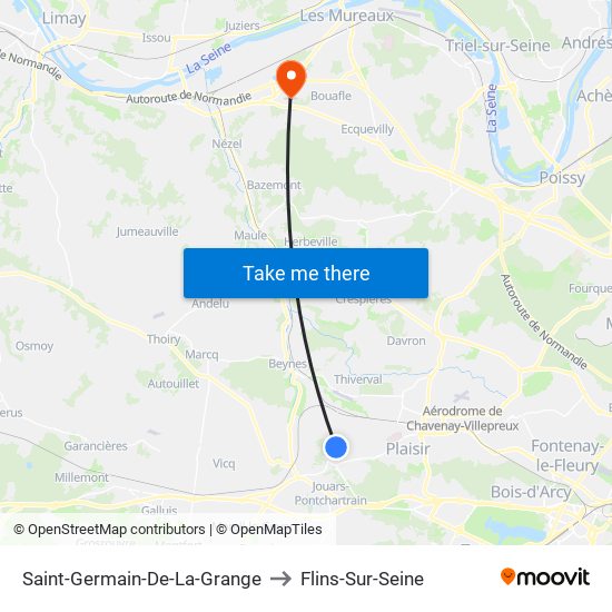 Saint-Germain-De-La-Grange to Flins-Sur-Seine map