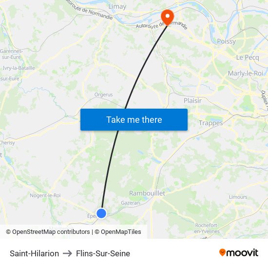 Saint-Hilarion to Flins-Sur-Seine map