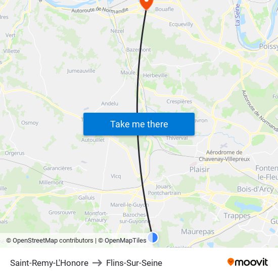 Saint-Remy-L'Honore to Flins-Sur-Seine map