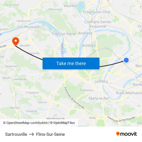 Sartrouville to Flins-Sur-Seine map