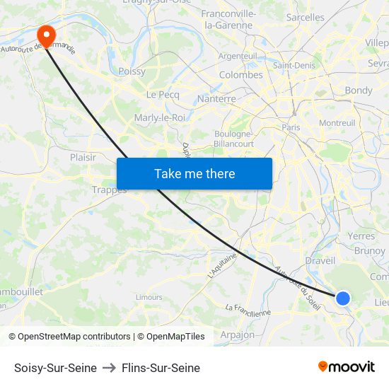 Soisy-Sur-Seine to Flins-Sur-Seine map