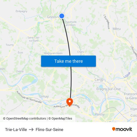 Trie-La-Ville to Flins-Sur-Seine map