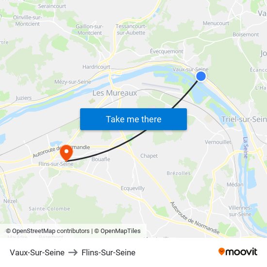 Vaux-Sur-Seine to Flins-Sur-Seine map