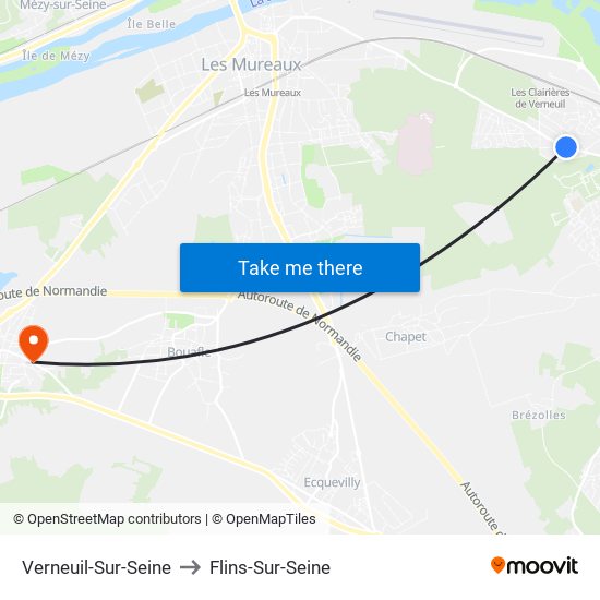 Verneuil-Sur-Seine to Flins-Sur-Seine map