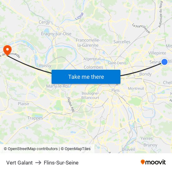 Vert Galant to Flins-Sur-Seine map