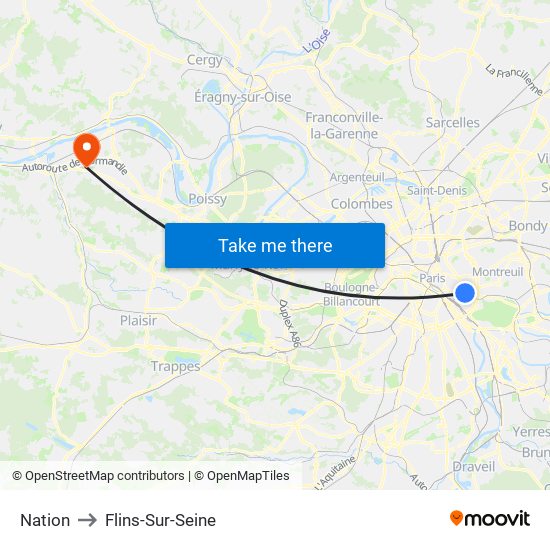 Nation to Flins-Sur-Seine map