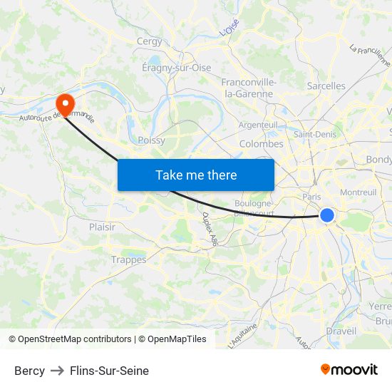 Bercy to Flins-Sur-Seine map