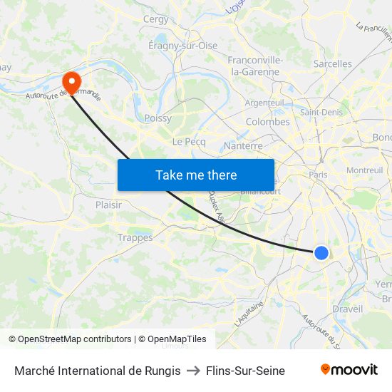 Marché International de Rungis to Flins-Sur-Seine map