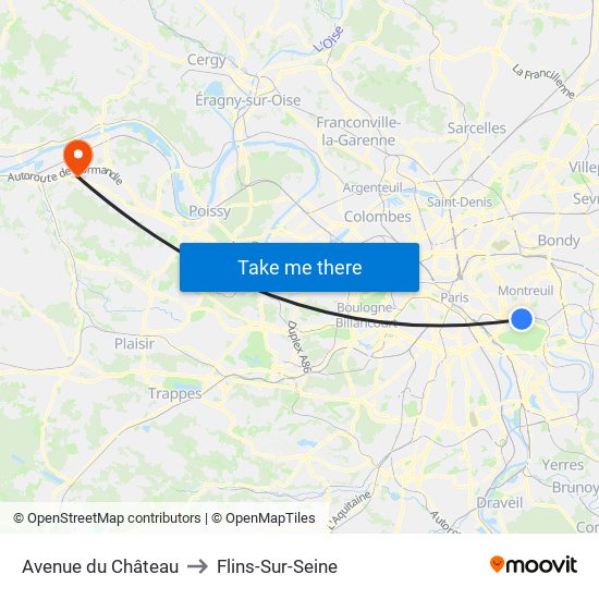 Avenue du Château to Flins-Sur-Seine map