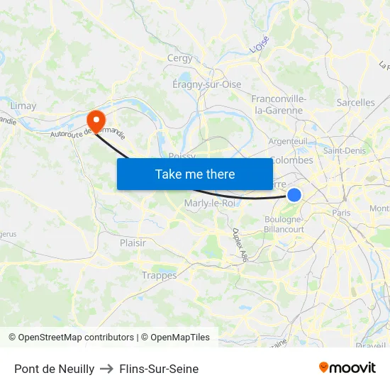 Pont de Neuilly to Flins-Sur-Seine map