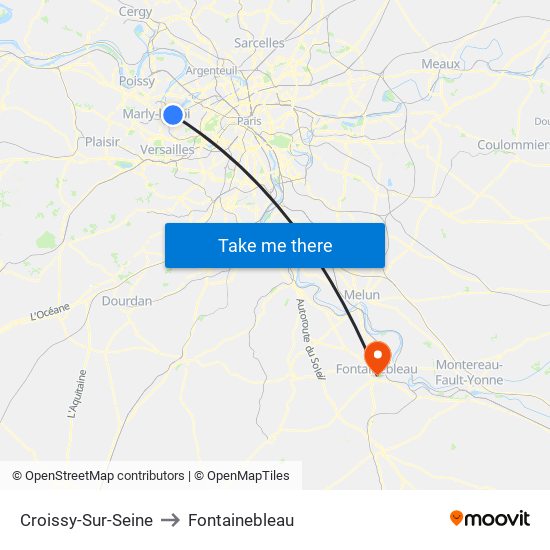 Croissy-Sur-Seine to Fontainebleau map