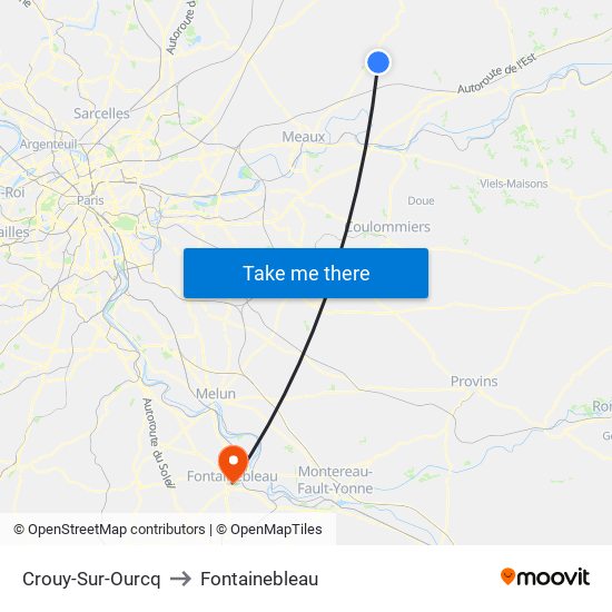 Crouy-Sur-Ourcq to Fontainebleau map