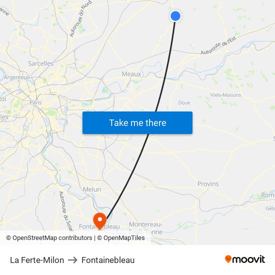 La Ferte-Milon to Fontainebleau map